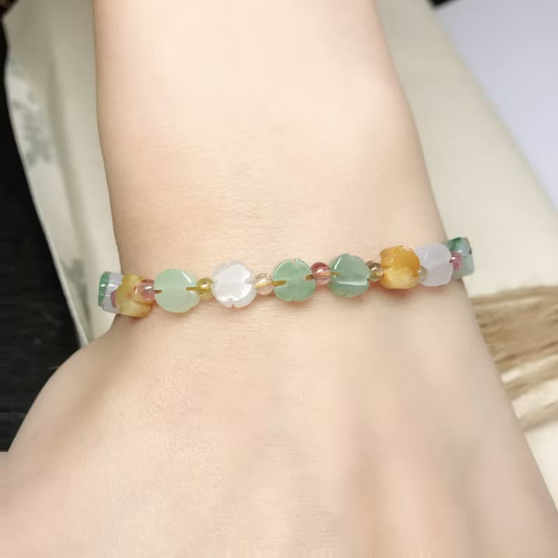 冰種多彩翡翠花花編織手鍊 | 天然緬甸玉A貨翡翠 | 送禮
