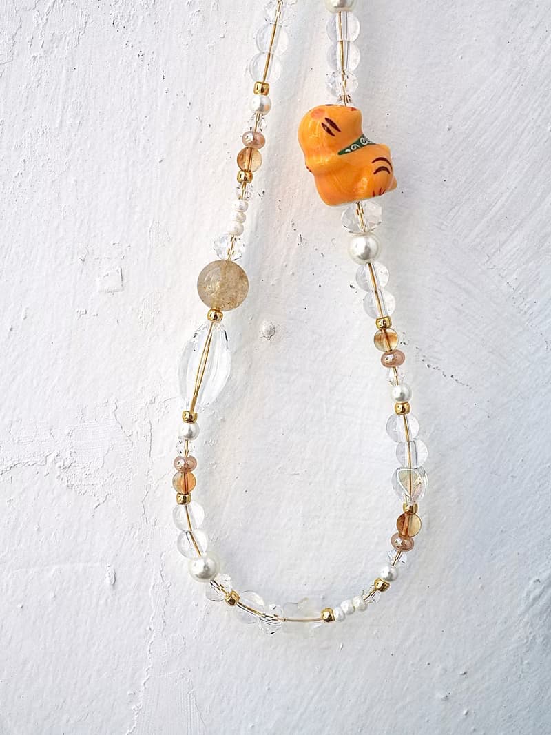 金運 胖墩墩招財貓 黃晶 金髮晶 手機掛飾 電話繩 附送連接墊片