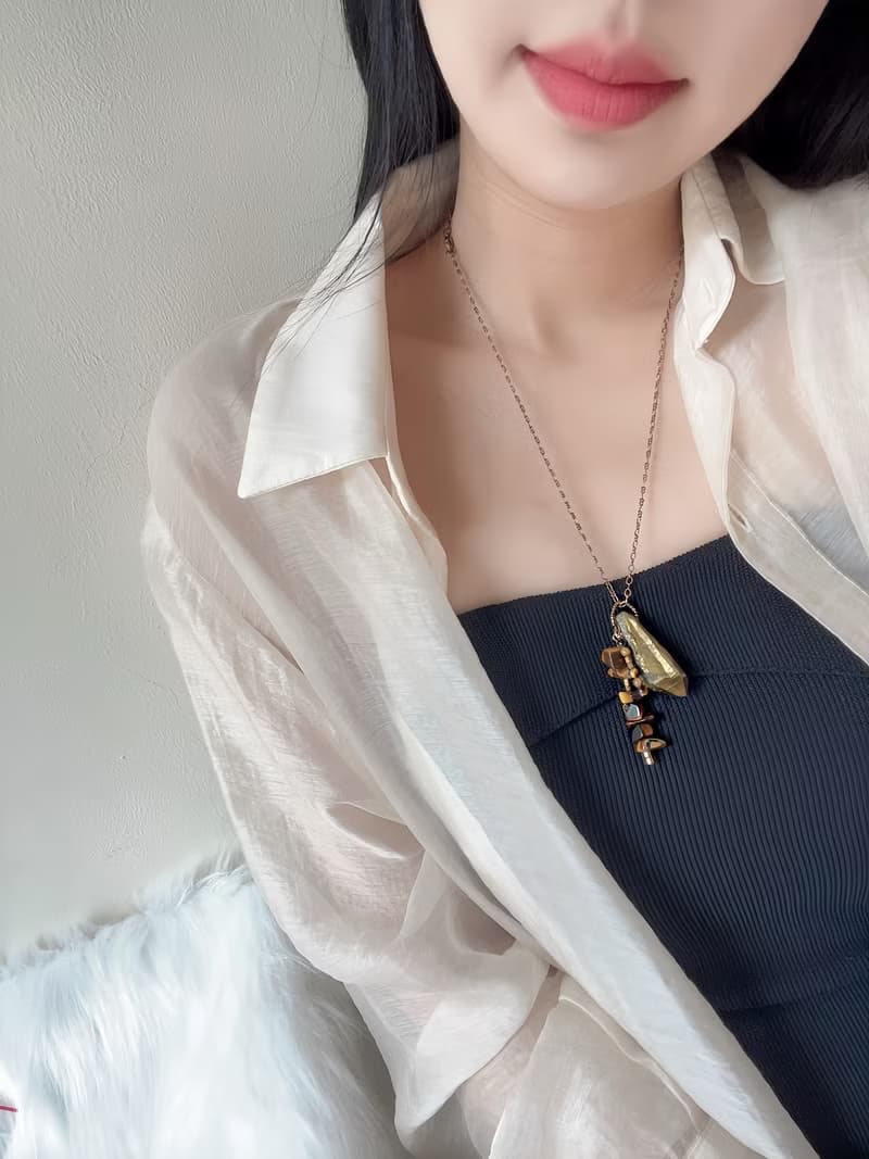 愛與美的代表金星光隕x虎眼石 古銅鏈 原創手作小眾 串珠項鍊
