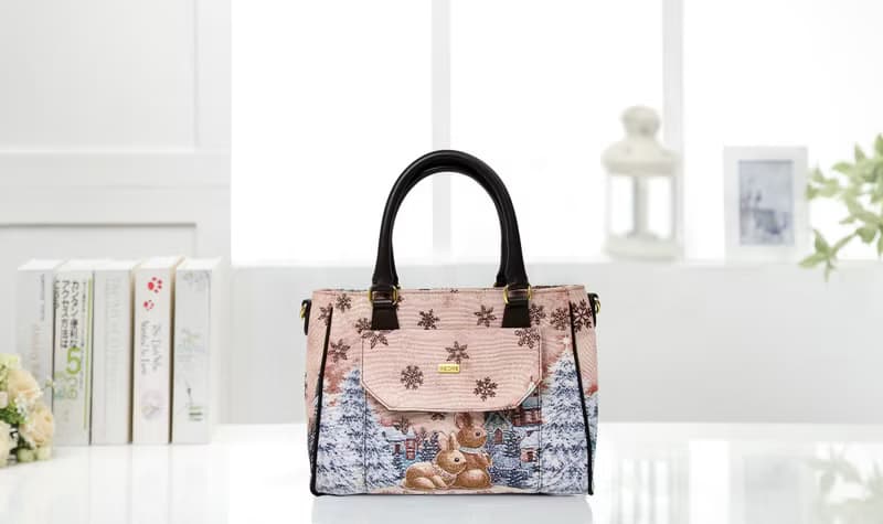 手提包 斜背 / 真皮  布防潑水 緹花 極光霜兔 多琳