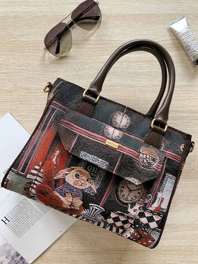 手提包 斜背 / 真皮  布防潑水 緹花 極光霜兔 多琳