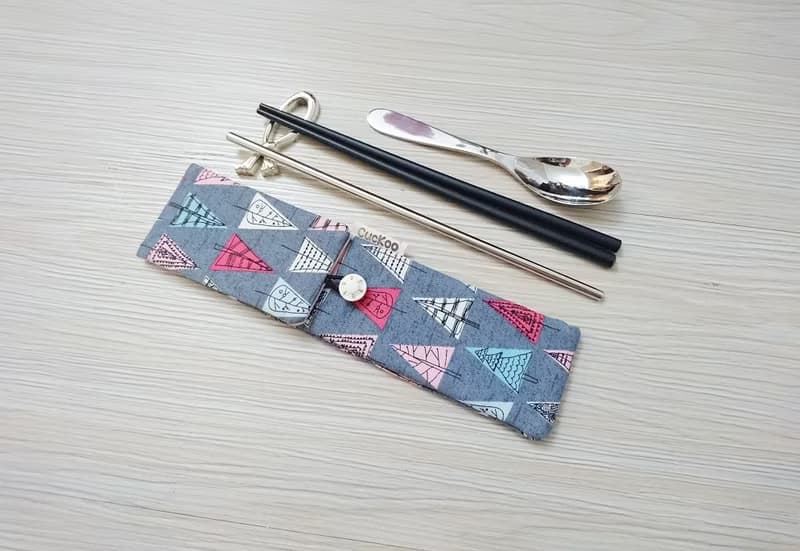 環保餐具收納袋 餐具套 雙層筷袋 樹