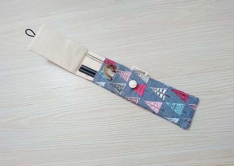 環保餐具收納袋 餐具套 雙層筷袋 樹
