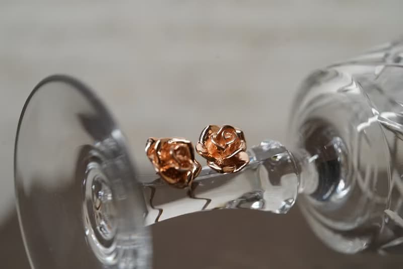 E196 18K金玫瑰花耳環 (直徑9MM)