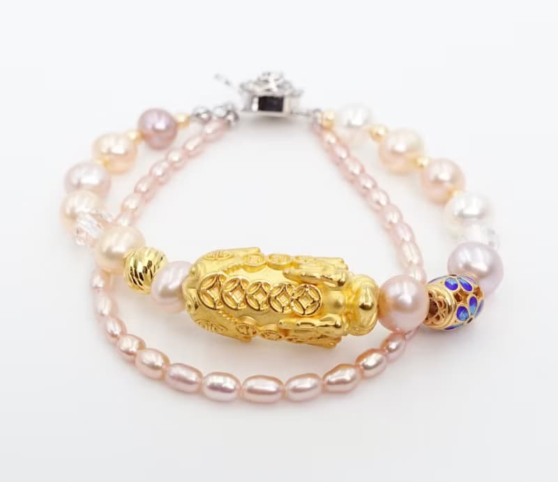 寶麗金珠寶-黃金貔貅珍珠造型手鍊