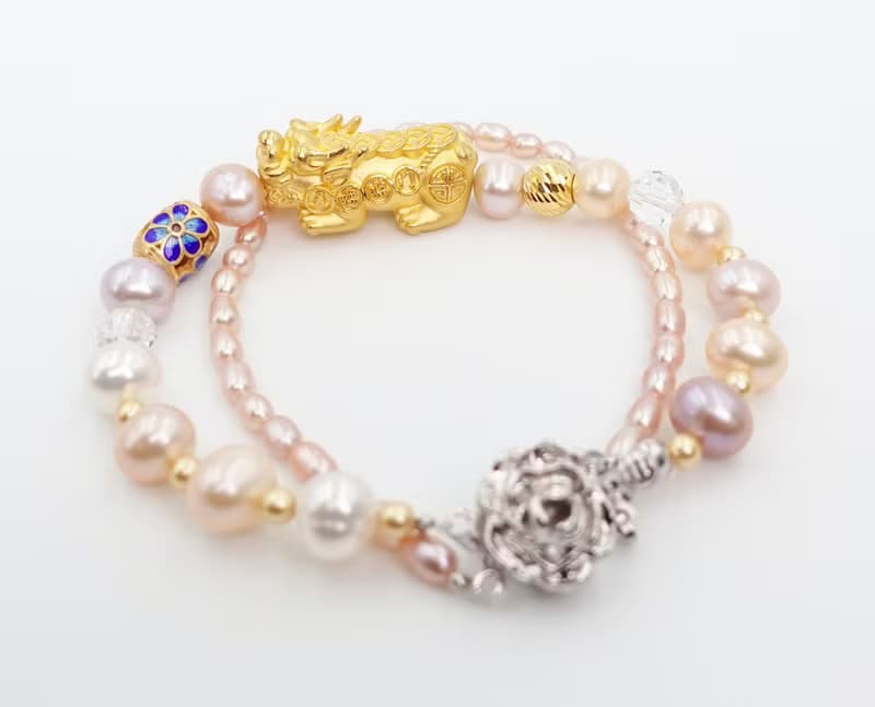 寶麗金珠寶-黃金貔貅珍珠造型手鍊