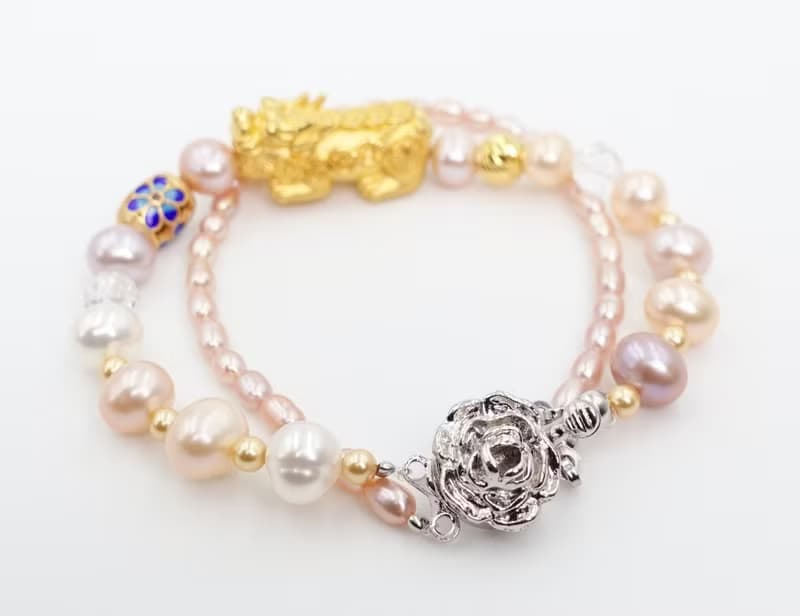 寶麗金珠寶-黃金貔貅珍珠造型手鍊