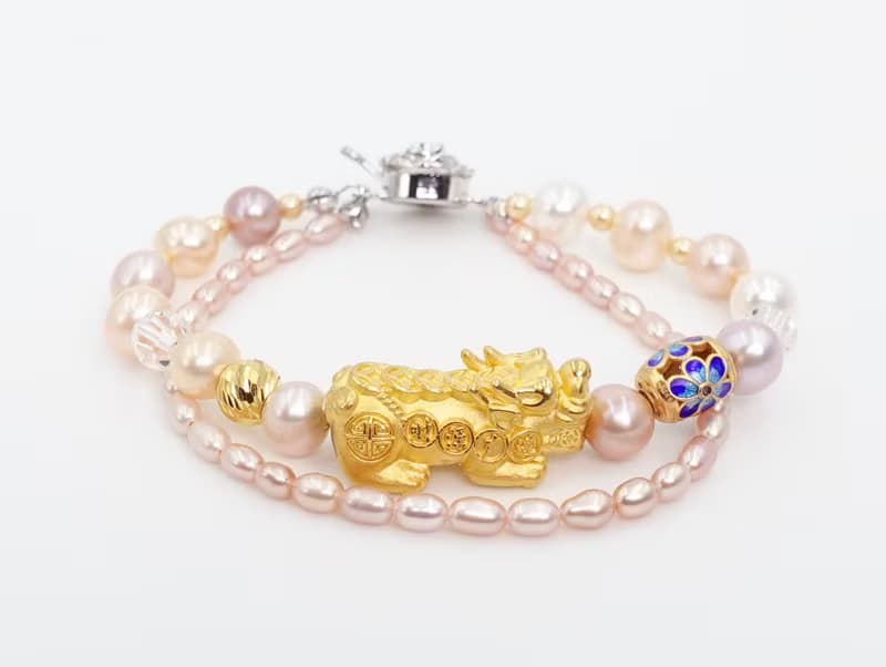 寶麗金珠寶-黃金貔貅珍珠造型手鍊