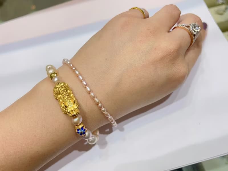 寶麗金珠寶-黃金貔貅珍珠造型手鍊