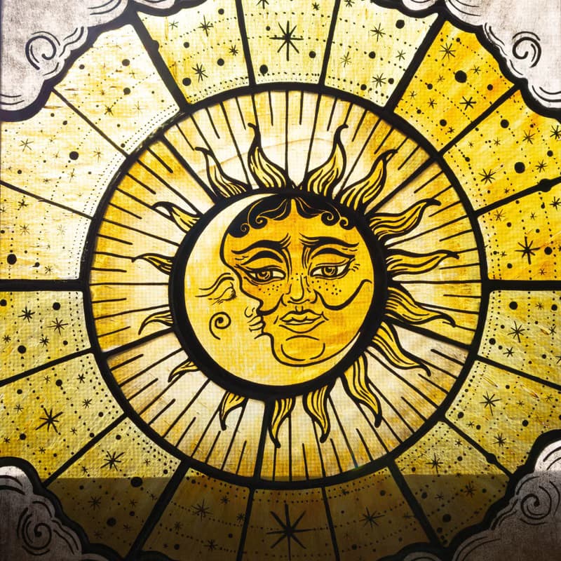 Stained glass panel, Celestial home decor, Star Art, Moon Tarot Art