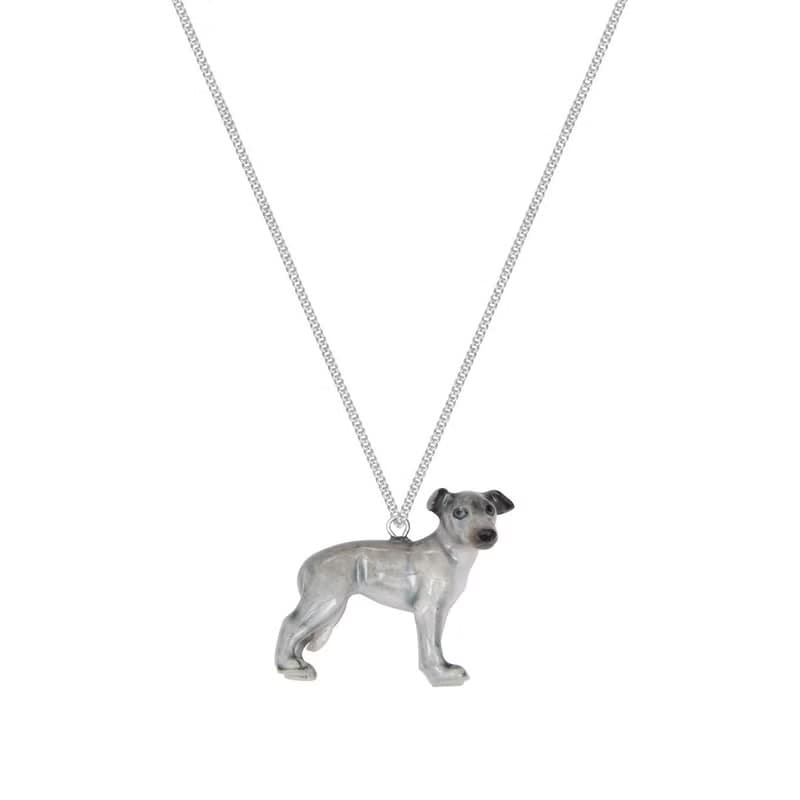 AndMary 手繪瓷項鍊-藍色惠比特犬 禮盒裝 Blue Whippet
