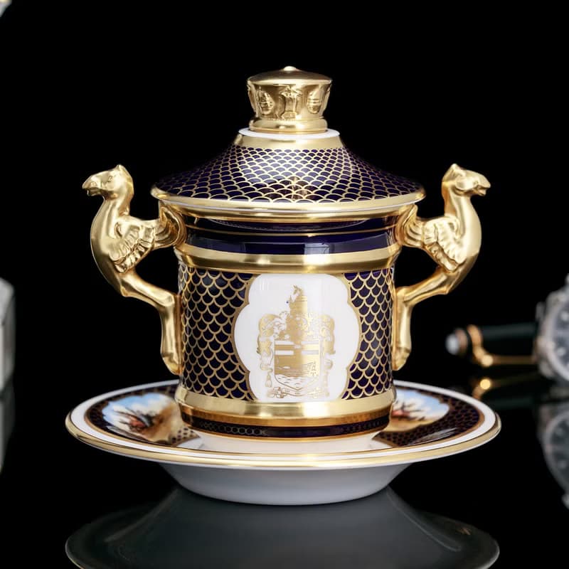 限量500英國製Spode皇家艦隊骨瓷手繪帝王龍杯茶杯功夫茶具帶蓋杯
