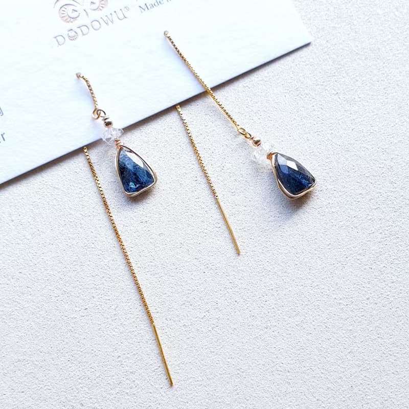 │14kgf輕珠寶│一帆風順藍綠晶石耳線