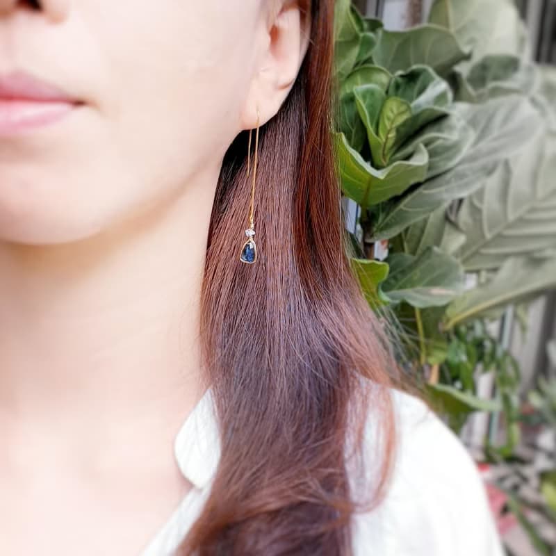 │14kgf輕珠寶│一帆風順藍綠晶石耳線