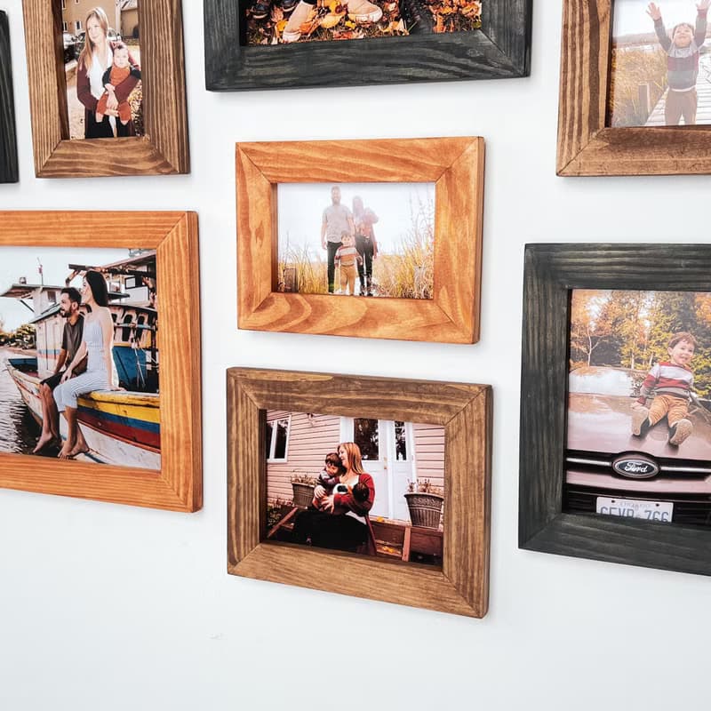 Wall mounted wooden picture frame set Home decor gallery Different size frames