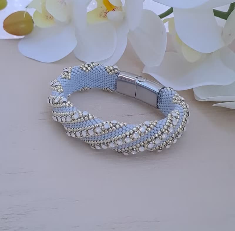 Crystal Bracelet Opal Rhinestones Cuff Bangle 水晶手鍊 男 水晶手鍊 男 黑金超七 財運 情侶手環 耳骨耳環