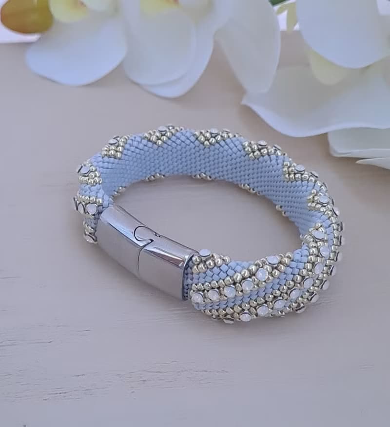 Crystal Bracelet Opal Rhinestones Cuff Bangle 水晶手鍊 男 水晶手鍊 男 黑金超七 財運 情侶手環 耳骨耳環