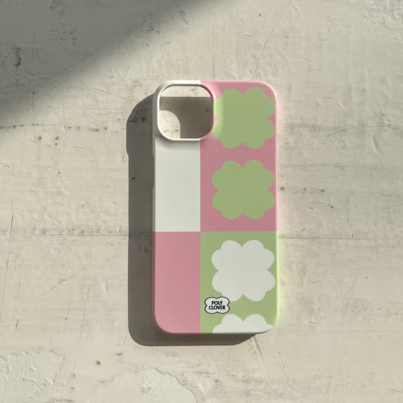 half clover hard iPhone Case (pink)