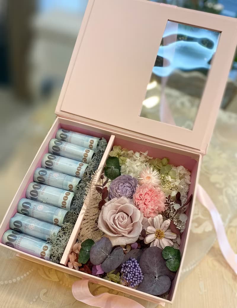 母親節永生花禮盒  有錢花 金沙巧克力 永生玫瑰  情人節 生日禮