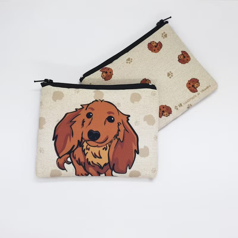 臘腸犬 奶油/紅棕/巧克力/四目黑 簡單收納零錢包 萬用收納包