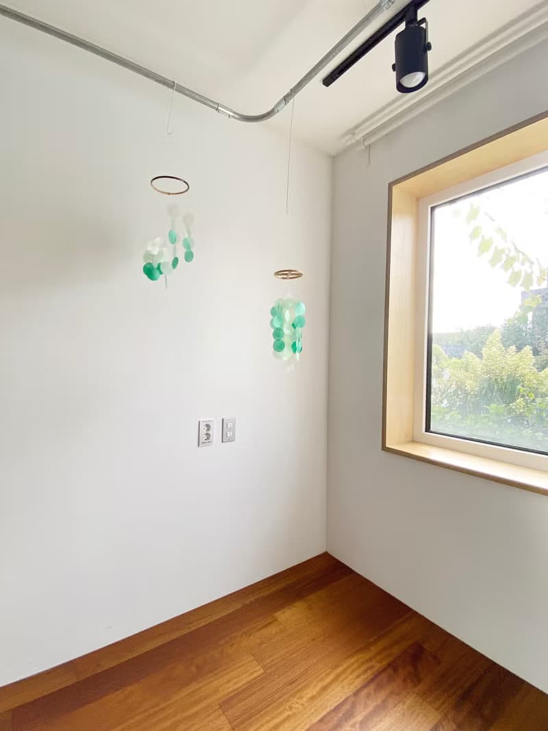 PRE-MADE | Italian Xylophone_Green Circle | Shell Wind Chime Mobile | #0-329