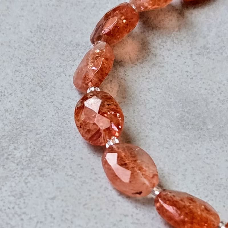 【Japan Handmade】サンストーン天然石ブレスレット　医療用ステンレス　マグネット式　高品質