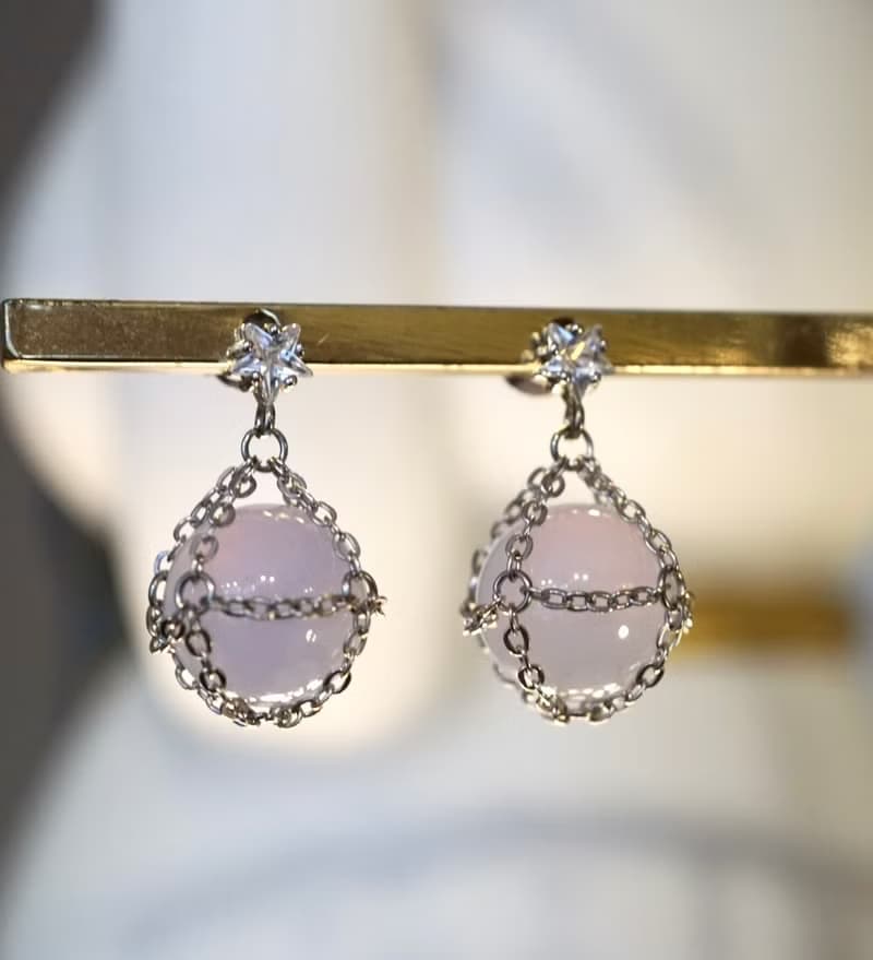 藍紋瑪瑙 星星 純銀耳環 一對 日常配搭 情人節禮物 水晶