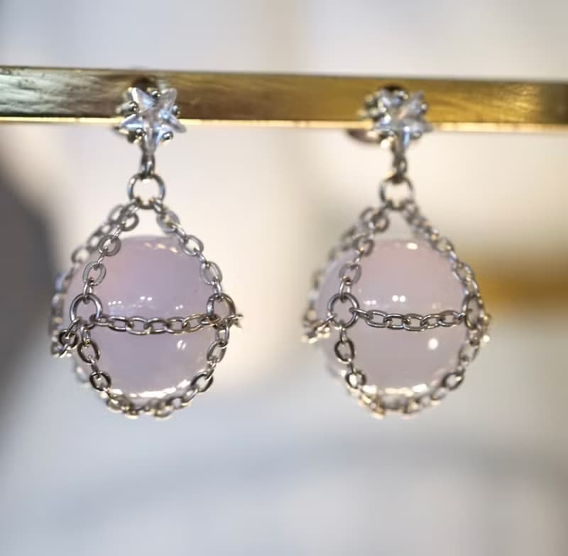 藍紋瑪瑙 星星 純銀耳環 一對 日常配搭 情人節禮物 水晶