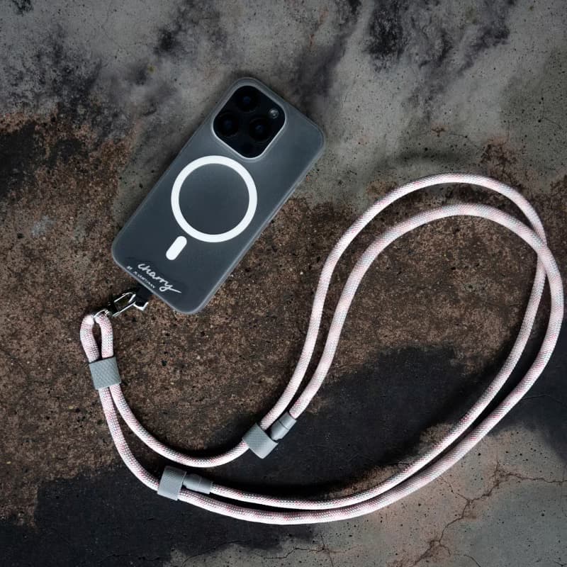 Charry 充電線 手機掛繩 2in1 USB A-C 或 C-C 粉紅色 The Wes