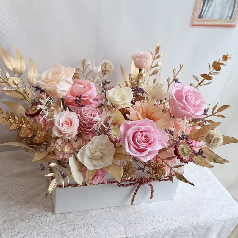 開幕送禮 T18 桌花盆花 永生花 乾燥花 居家擺設 新居賀禮