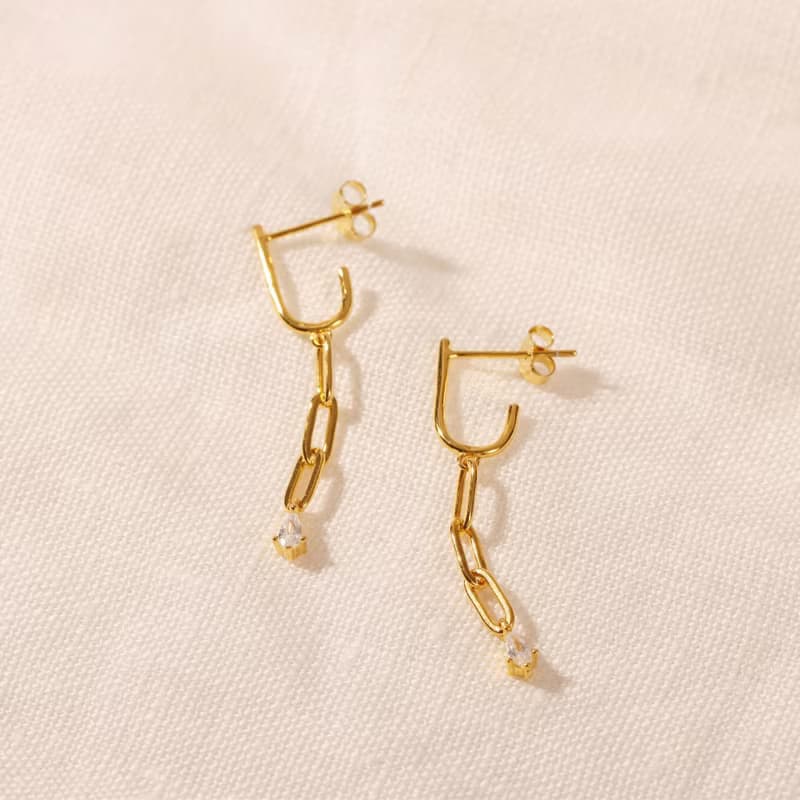 s925銀鏤空鏈條式耳環耳扣 時髦 防過敏 長款耳墜 耳環 抽象