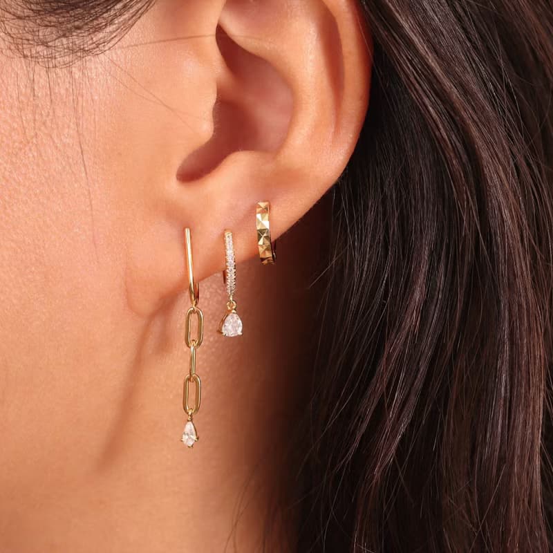 s925銀鏤空鏈條式耳環耳扣 時髦 防過敏 長款耳墜 耳環 抽象