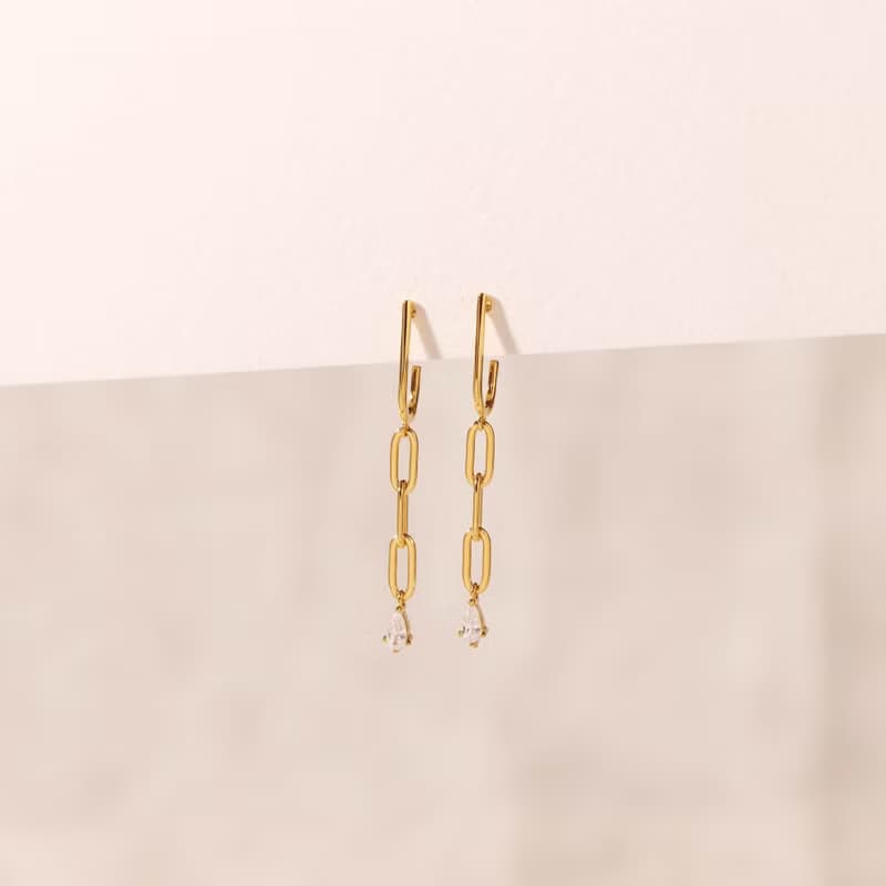 s925銀鏤空鏈條式耳環耳扣 時髦 防過敏 長款耳墜 耳環 抽象