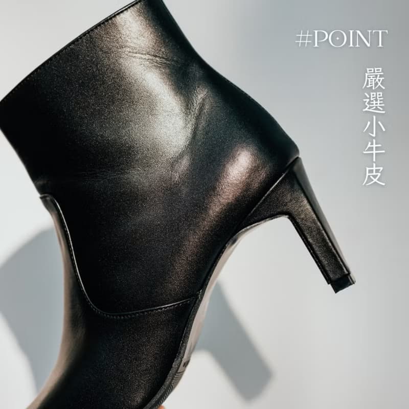 職人手作 六公分 小方頭扁跟真皮踝靴 | 黑 | 台灣真皮手工鞋MIT