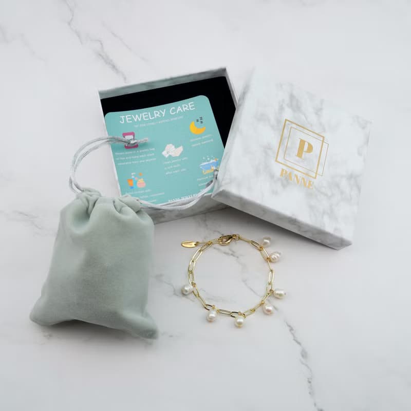 Drop Freshwater Pearl on Oval Chain Bracelet