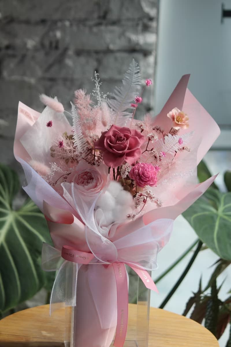 情人專屬粉色玫瑰永生花花束