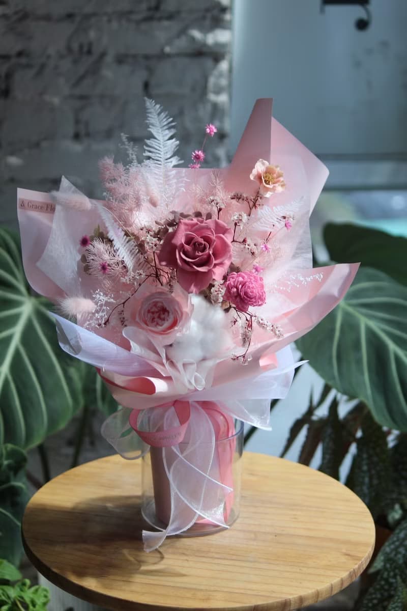 情人專屬粉色玫瑰永生花花束