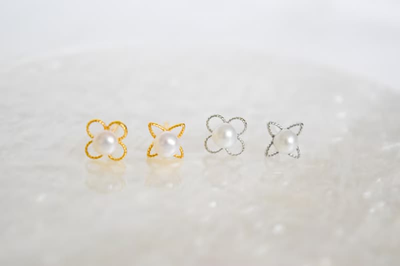 【日系簡約】花花星星 天然淡水珍珠 全925純銀耳釘/耳夾