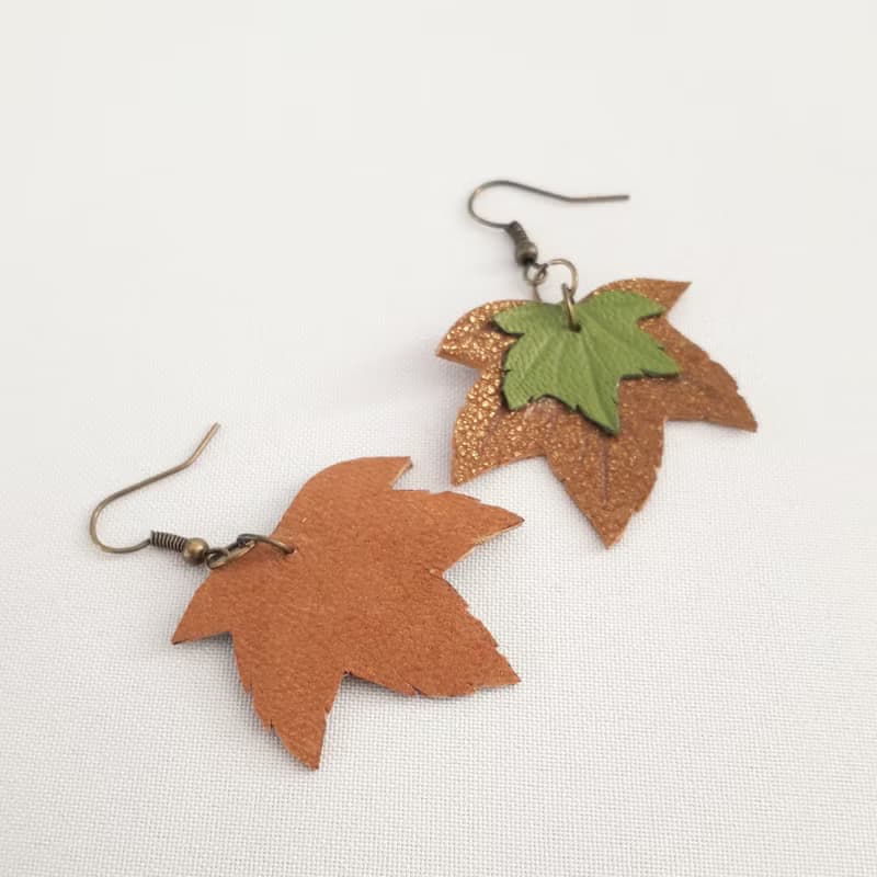 耳環 green leather earrings for her Leather women's jewelry
