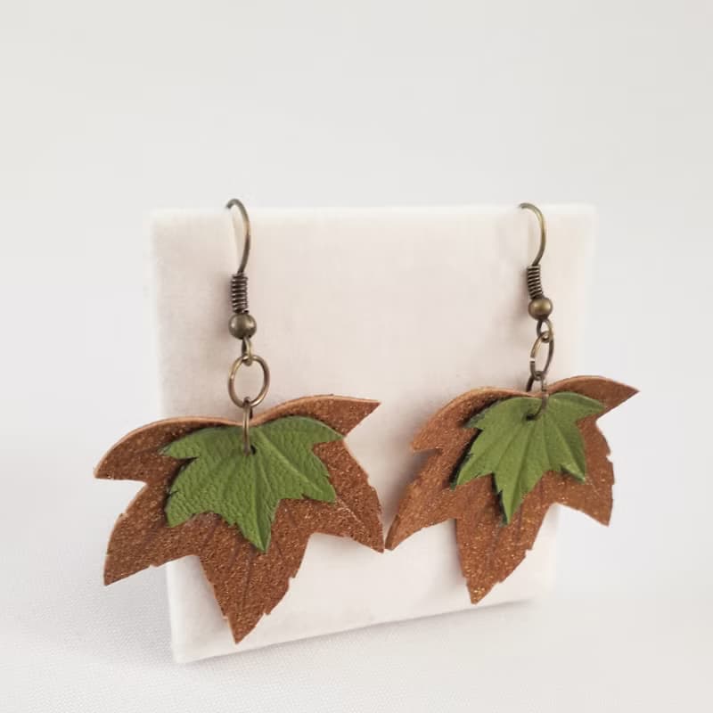 耳環 green leather earrings for her Leather women's jewelry