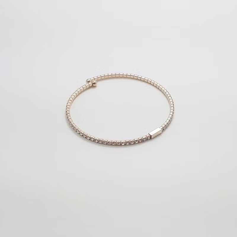 Rose Gold Rectangle point Single Line Flexible Bangle Bracelet