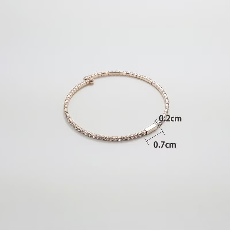 Rose Gold Rectangle point Single Line Flexible Bangle Bracelet