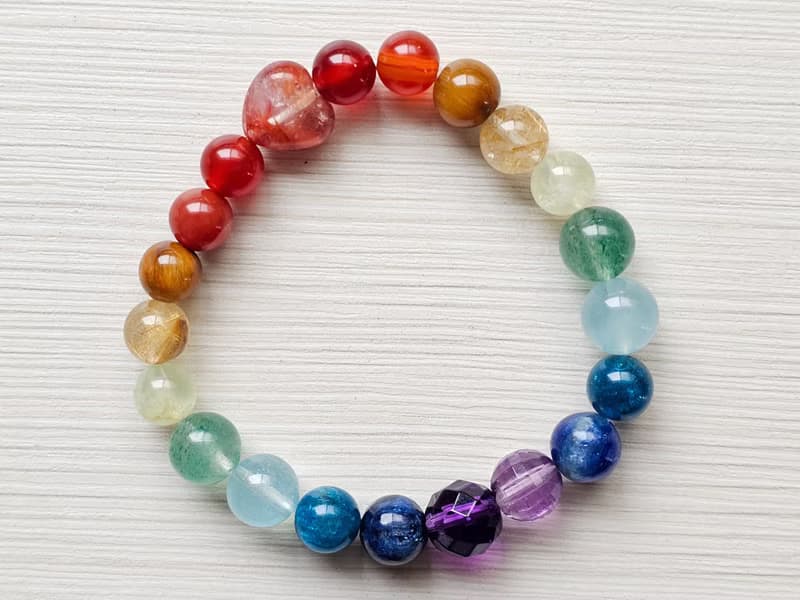 全脈輪提升彩虹水晶手鍊加強海底輪款
