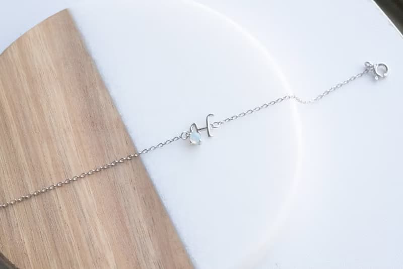 天然石925純銀英文字母水晶手鍊 H