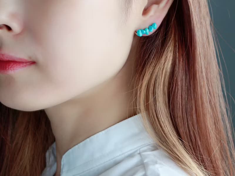 14kgf-2way(pierced earrings/clip-on)sleeping beauty turquoise