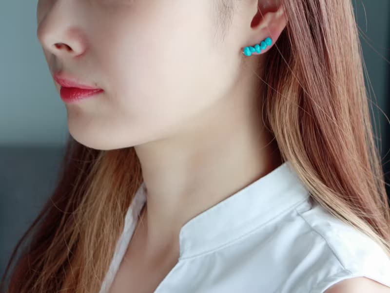 14kgf-2way(pierced earrings/clip-on)sleeping beauty turquoise