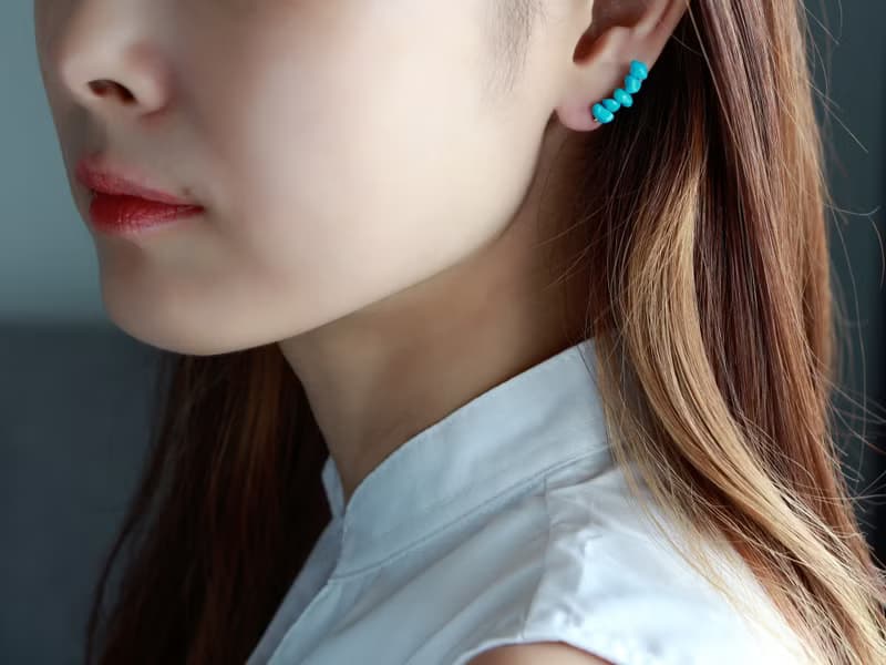 14kgf-2way(pierced earrings/clip-on)sleeping beauty turquoise