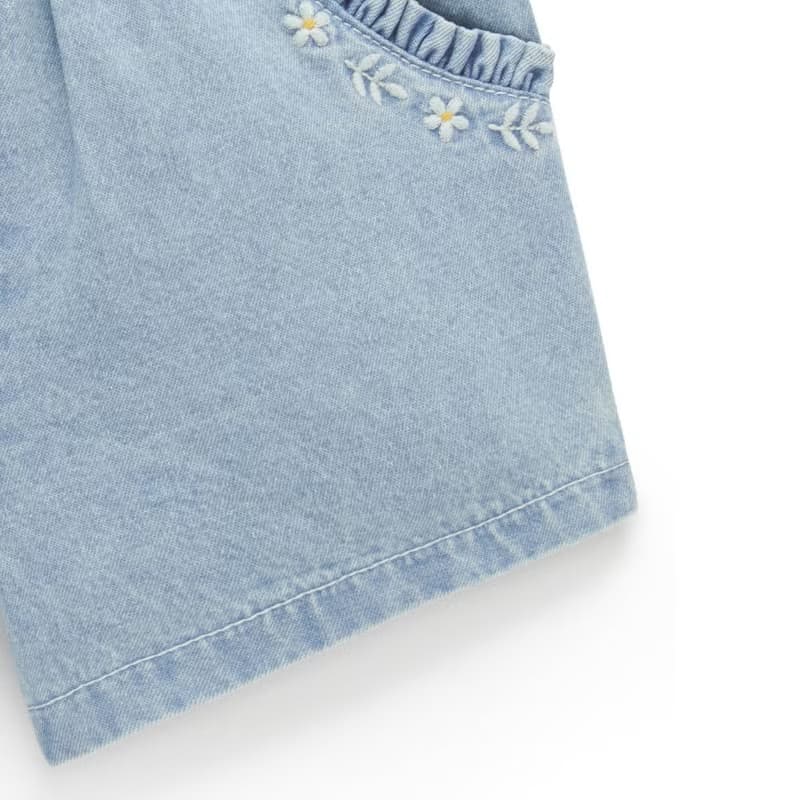 澳洲Purebaby有機棉女童裝短褲12M-4T 口袋繡花牛仔