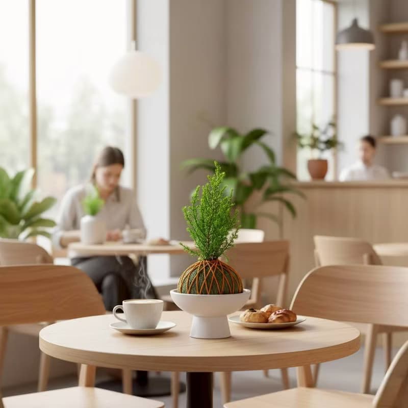 苔球植物 香冠柏墨綠苔球加磨砂高腳缽 苔球 苔玉 禮物 送禮