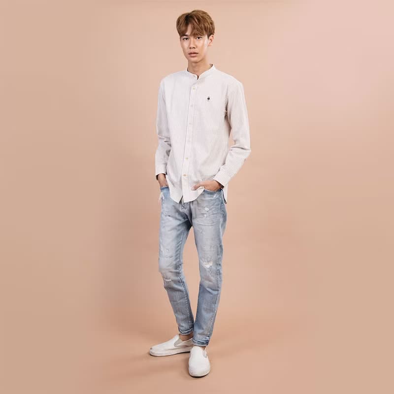 (SIZE M) PINE TREE // cream check // men straight fit